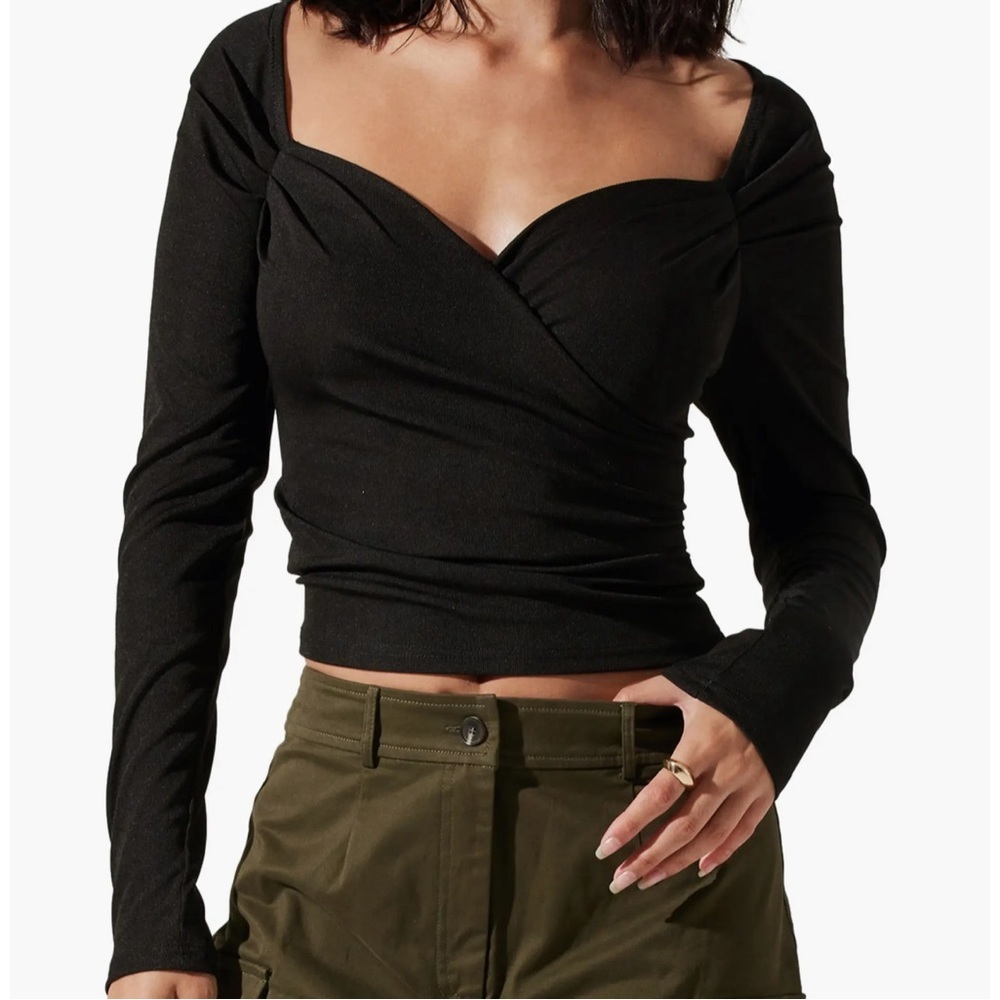 Sweetheart Faux Wrap Jersey Top- BRAND NEW​